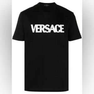 Versace Black Tee with White Logo
